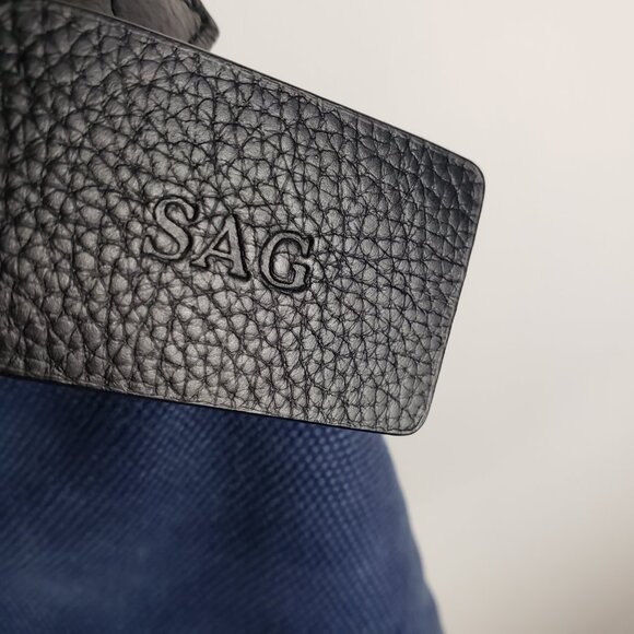 Levenger Metro Blue Canvas Leather Messenger Bag 13"x13" Shoulder Crossbody - Picture 4 of 14